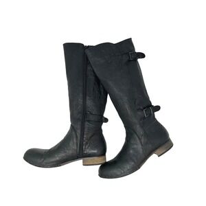 Twenty Two Italian Made Weathered Leather Buckle Boots Black 39.5